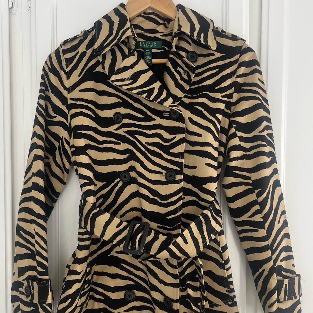 Animal print trench coat